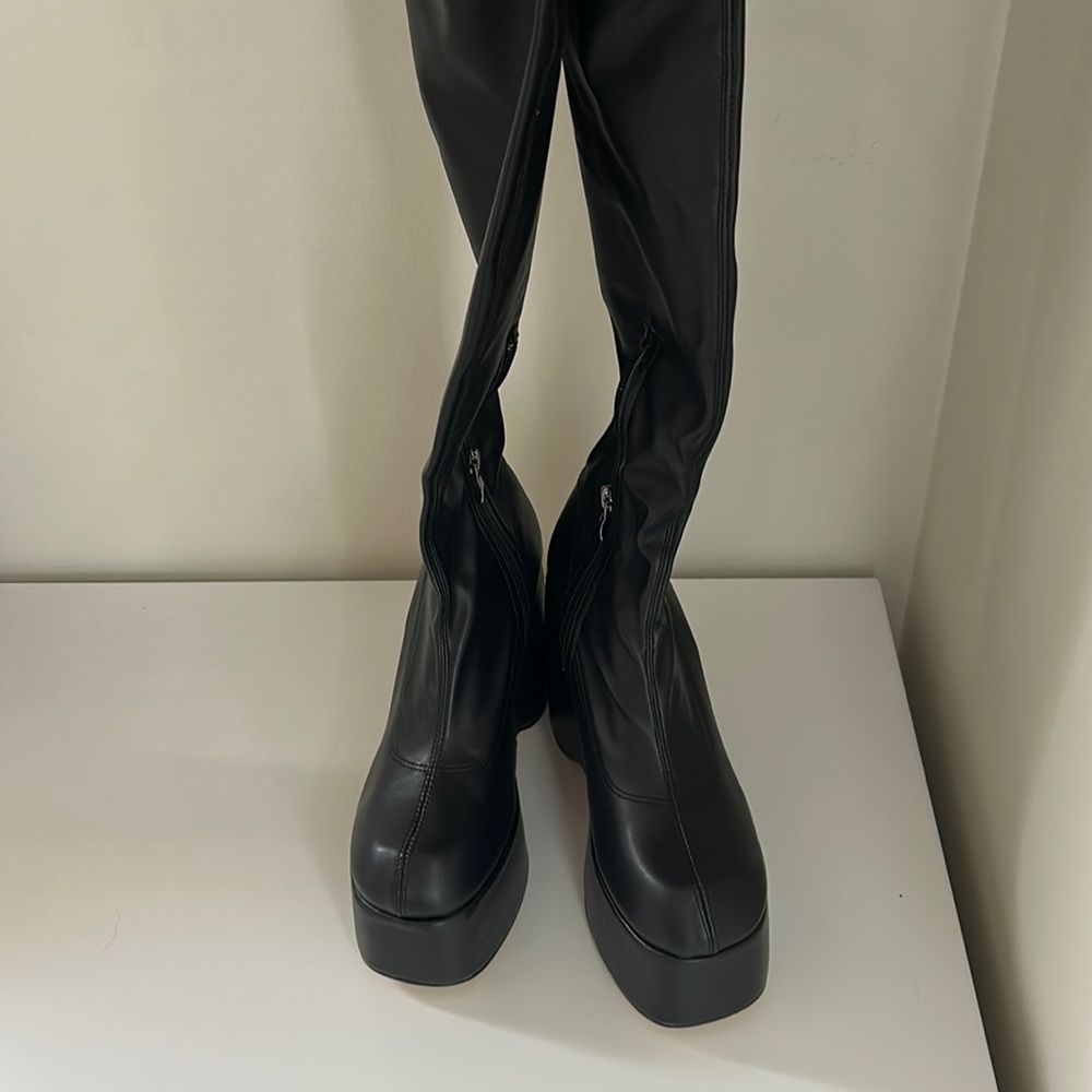 Shein Platform Black Knee High Boots